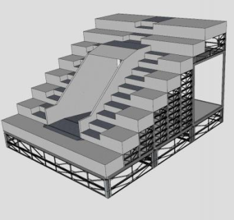 体育场入口钢楼梯SU模型下载_sketchup草图大师SKP模型