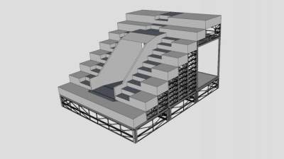 体育场入口钢楼梯SU模型下载_sketchup草图大师SKP模型