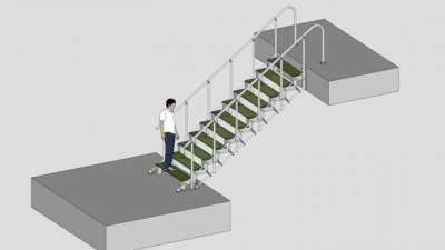 钢制玻璃楼梯SU模型下载_sketchup草图大师SKP模型