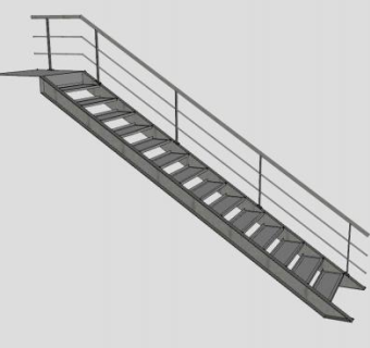 花纹板钢楼梯SU模型下载_sketchup草图大师SKP模型