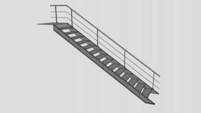 花纹板钢楼梯SU模型下载_sketchup草图大师SKP模型