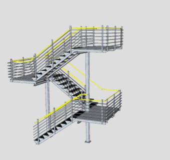带扶手的工业楼梯SU模型下载_sketchup草图大师SKP模型