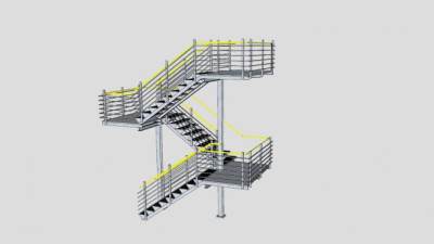 带扶手的工业楼梯SU模型下载_sketchup草图大师SKP模型