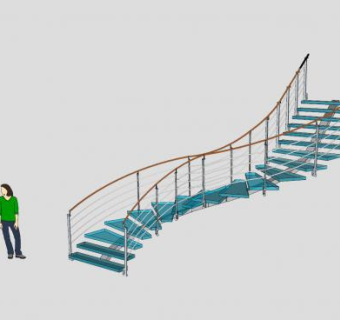 波浪形楼梯SU模型下载_sketchup草图大师SKP模型