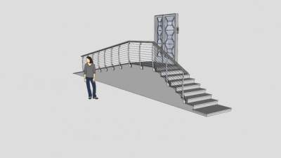 公寓入口楼梯SU模型下载_sketchup草图大师SKP模型