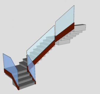 多跑U型楼梯SU模型下载_sketchup草图大师SKP模型