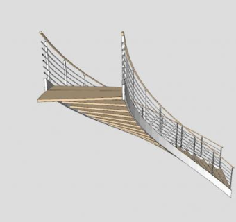 现代枫木楼梯SU模型下载_sketchup草图大师SKP模型