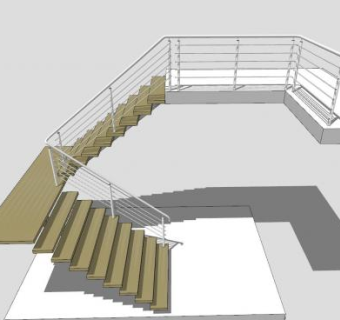 梁式护栏楼梯SU模型下载_sketchup草图大师SKP模型