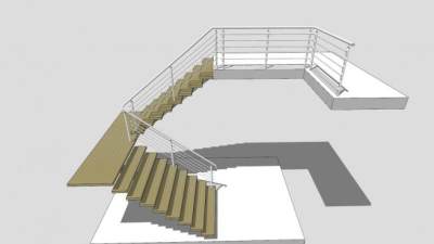 梁式护栏楼梯SU模型下载_sketchup草图大师SKP模型