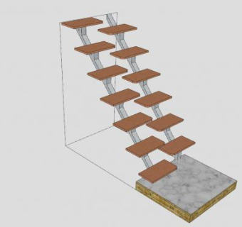 更换半踏板钢梯SU模型下载_sketchup草图大师SKP模型