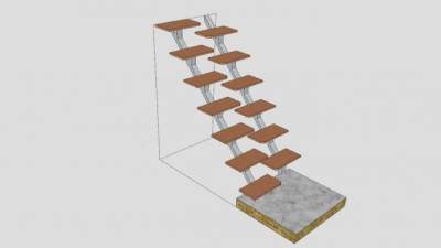 更换半踏板钢梯SU模型下载_sketchup草图大师SKP模型