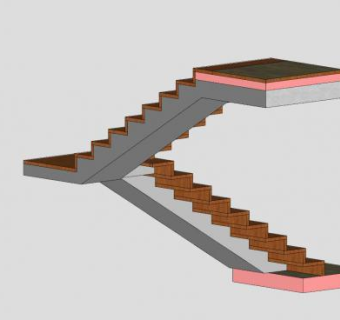 木制混凝土楼梯SU模型下载_sketchup草图大师SKP模型