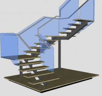 铁皮木护栏楼梯SU模型下载_sketchup草图大师SKP模型
