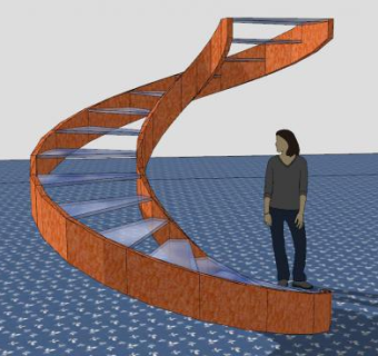 玻璃原木螺旋梯SU模型下载_sketchup草图大师SKP模型
