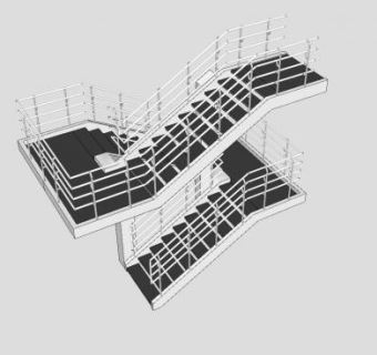 钢制工业楼梯SU模型下载_sketchup草图大师SKP模型