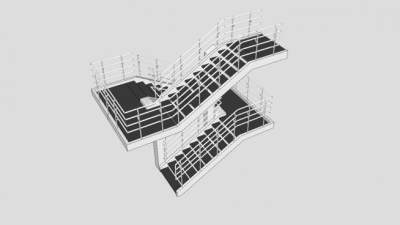 钢制工业楼梯SU模型下载_sketchup草图大师SKP模型