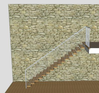 墙支撑楼梯SU模型下载_sketchup草图大师SKP模型