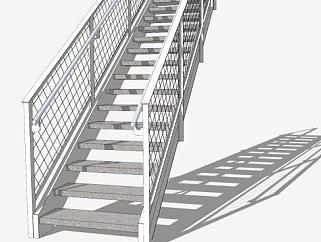 砖石钢楼梯SU模型下载_sketchup草图大师SKP模型