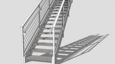 砖石钢楼梯SU模型下载_sketchup草图大师SKP模型