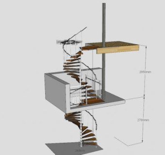 复式螺旋楼梯SU模型下载_sketchup草图大师SKP模型
