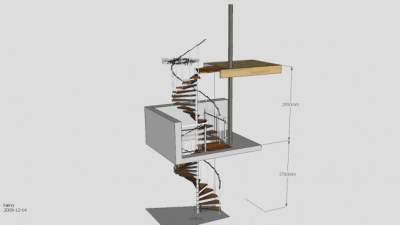 复式螺旋楼梯SU模型下载_sketchup草图大师SKP模型