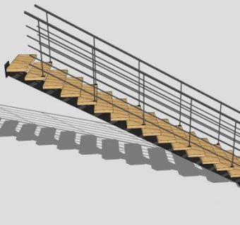 钢骨木踏板楼梯SU模型下载_sketchup草图大师SKP模型