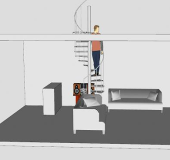 钢制螺旋楼梯SU模型下载_sketchup草图大师SKP模型