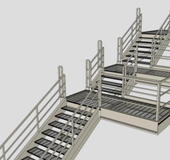 金属多跑楼梯SU模型下载_sketchup草图大师SKP模型
