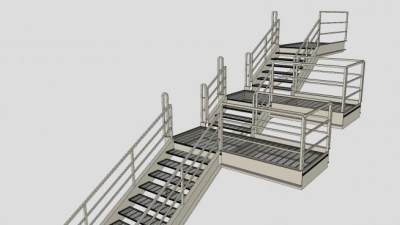 金属多跑楼梯SU模型下载_sketchup草图大师SKP模型
