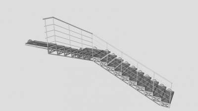 转角钢楼梯SU模型下载_sketchup草图大师SKP模型