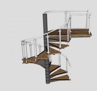 钢柱护栏楼梯SU模型下载_sketchup草图大师SKP模型
