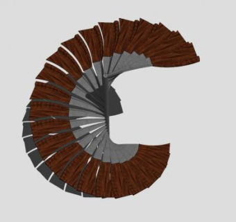 钢木拼接旋转梯SU模型下载_sketchup草图大师SKP模型