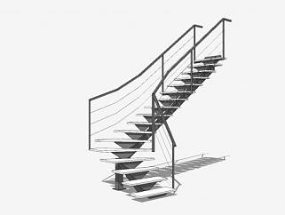现代L<em>型楼梯</em>SU模型下载_sketchup草图大师SKP模型