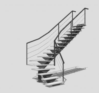 现代L型楼梯SU模型下载_sketchup草图大师SKP模型