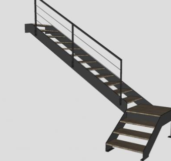 现代钢木转角梯SU模型下载_sketchup草图大师SKP模型