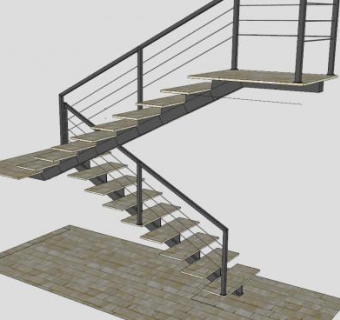 瓷砖钢梯SU模型下载_sketchup草图大师SKP模型