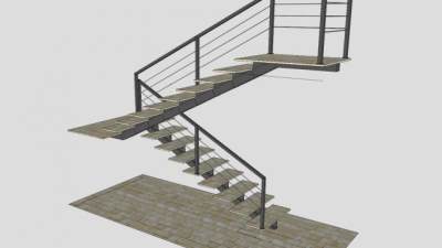 瓷砖钢梯SU模型下载_sketchup草图大师SKP模型