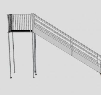 户外金属直梯SU模型下载_sketchup草图大师SKP模型