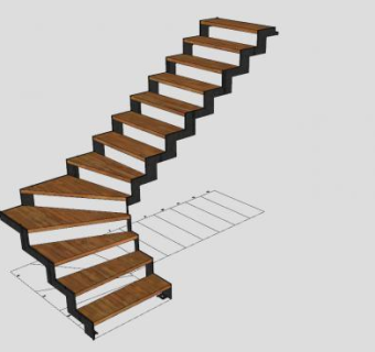 橡木钢架楼梯SU模型下载_sketchup草图大师SKP模型