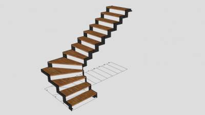 橡木钢架楼梯SU模型下载_sketchup草图大师SKP模型