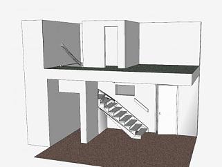 室内复式转角楼梯SU模型下载_sketchup草图大师SKP模型
