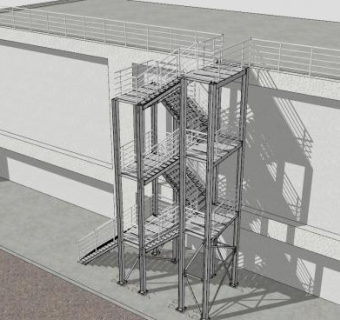 室外防火梯SU模型下载_sketchup草图大师SKP模型