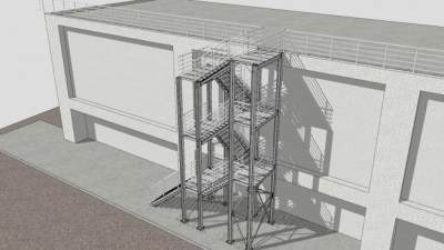 室外防火梯SU模型下载_sketchup草图大师SKP模型