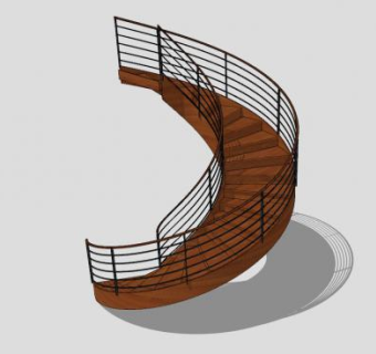 钢木螺旋扶梯SU模型下载_sketchup草图大师SKP模型