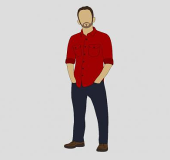 双手插口袋男性人物SU模型下载_sketchup草图大师SKP模型