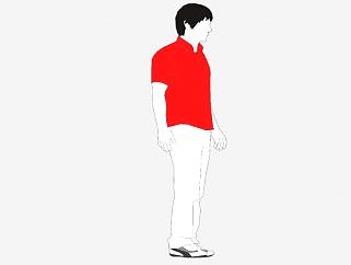 红T恤男性人物SU模型下载_sketchup草图大师SKP模型