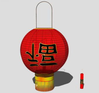 中式挂件竹灯笼SU模型下载_sketchup草图大师SKP模型