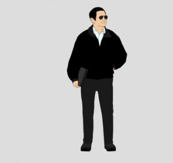 戴墨镜拿公文包的男人SU模型下载_sketchup草图大师SKP模型
