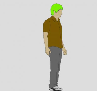 站立男人平面人物SU模型下载_sketchup草图大师SKP模型