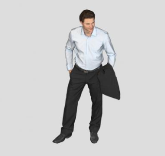 职场插兜男士人物SU模型下载_sketchup草图大师SKP模型